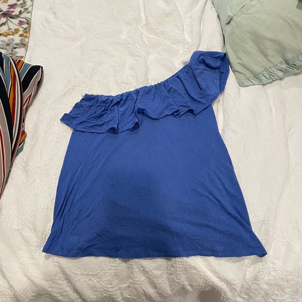 Lily Pulitzer one shoulder blue shirt sz M